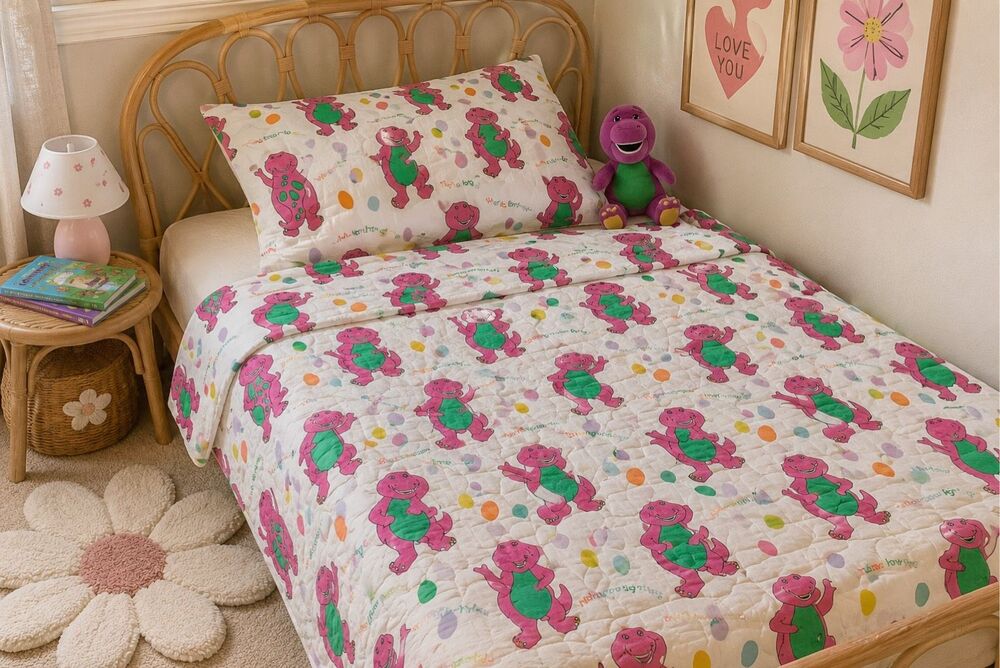 Baby Dreams Barney Blanket and Flat Sheet Toddler Bedding